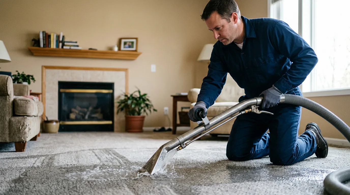 Water damage restoration technician working near Woodbine, NJ